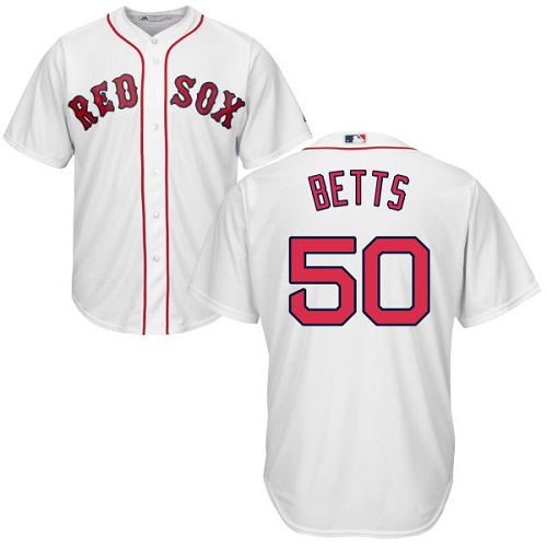 Red Sox #50 Mookie Betts White Cool Base Stitched Youth MLB Jersey - Click Image to Close